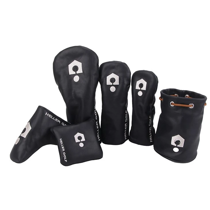 black leather golf headcover
